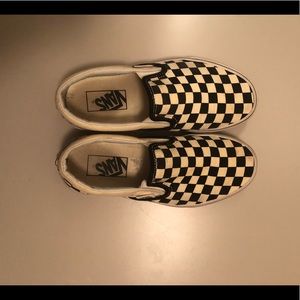 Checkered slip on vans